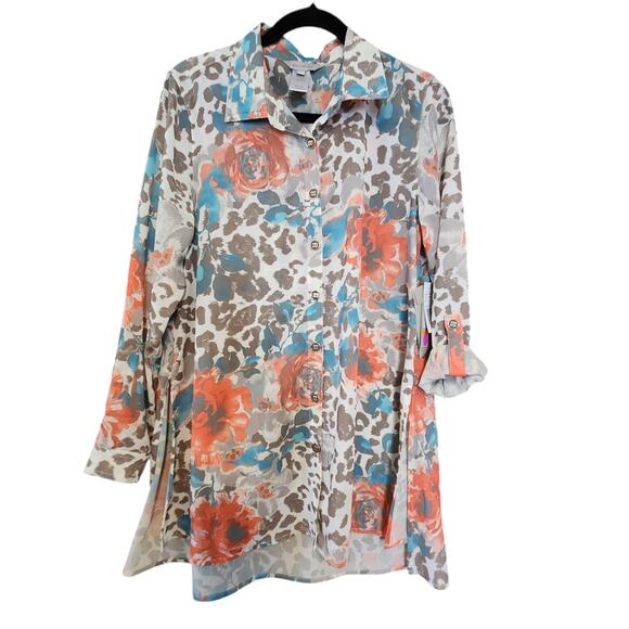 NWT Multiples The Mimi Tunic Blouse Roll-tab Sleeves Tunic Side Slits sz small - Picture 12 of 14